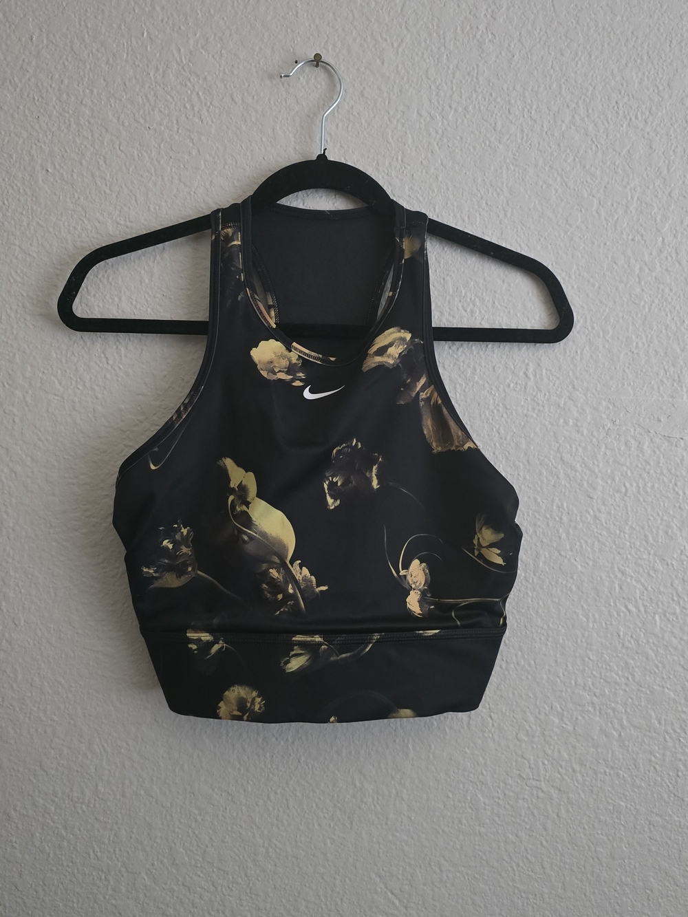 Nike Black Sports Bra with Gold Floral Print